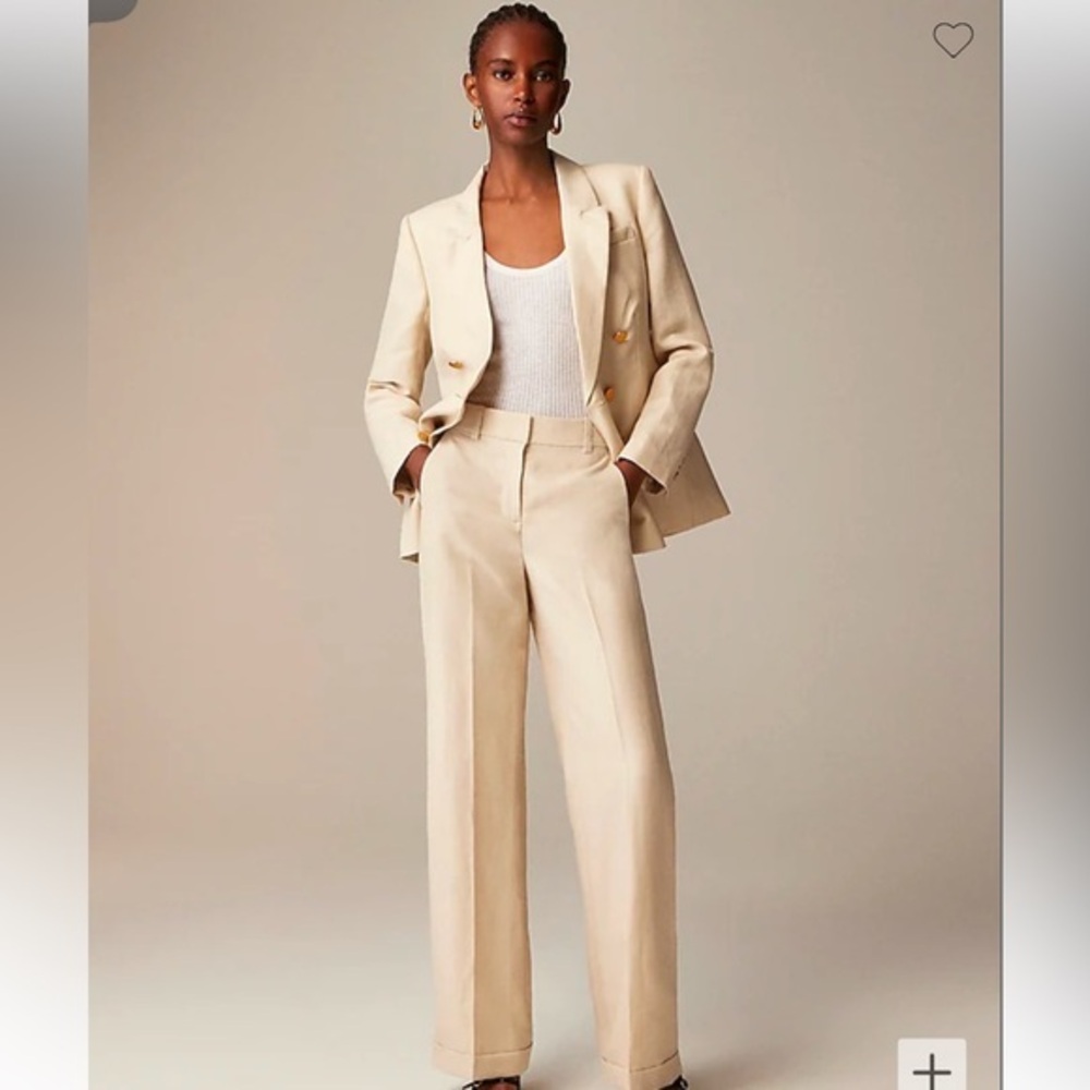 Jcrew Double-breasted blazer & cuffed wide leg pants, herringbone, NWT, size 14